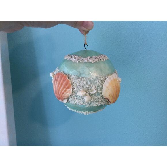 Nautical Seashell Christmas Ornament Ball Handmade - Picture 4 of 8